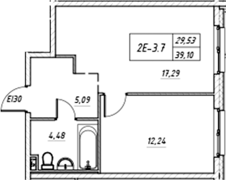 1-комнатная квартира 39.1 м², 2/17 эт., Комплекс апартаментов «Zoom на Неве»